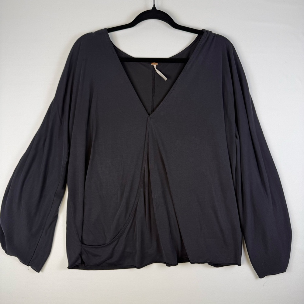 Free People Wrap Surplice Long Sleeve Top